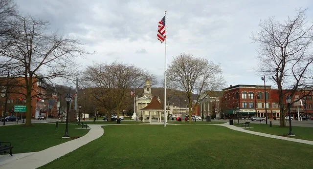 Downtown public space. This is in the city of Norwich in Chenango County in NY state. (correct date => April 9, 2012).
