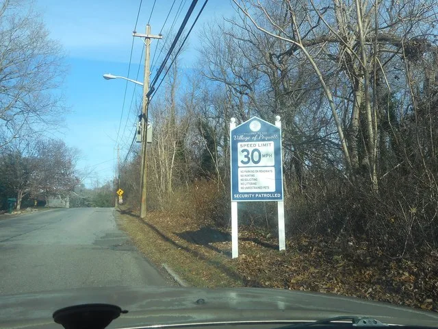 Second shot of a very non-MUTCD compliant speed limit sign combined with local restrictions sign along Washington Street just north of the southern terminus with New York State Ro...