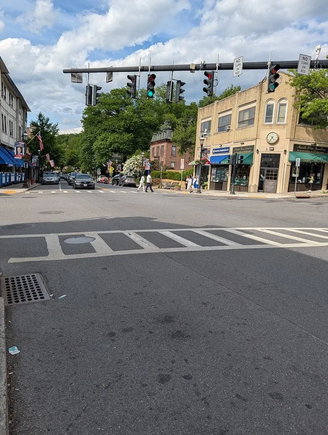 Daytime photo of intersection of Broadway and Main Street in Tarrytown, New York, taken on 2026-05-31