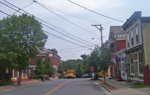 View east along Broadway in Tivoli , NY, USA