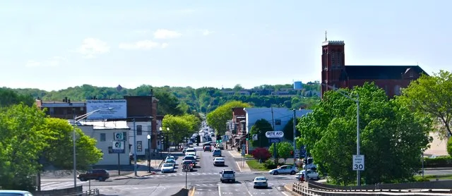 View of Watervliet , New York , United States , from the Congress Street Bridge ( New York State Route 2 ) This photo includes St. Patrick's Church (on the right hand side) which...
