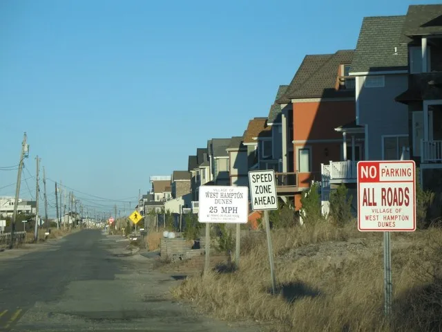 West Hampton Dunes houses next to the ocean.