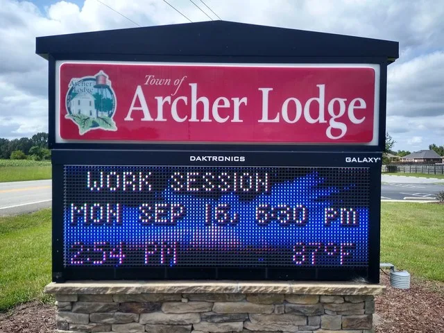 Town sign for Archer Lodge, NC