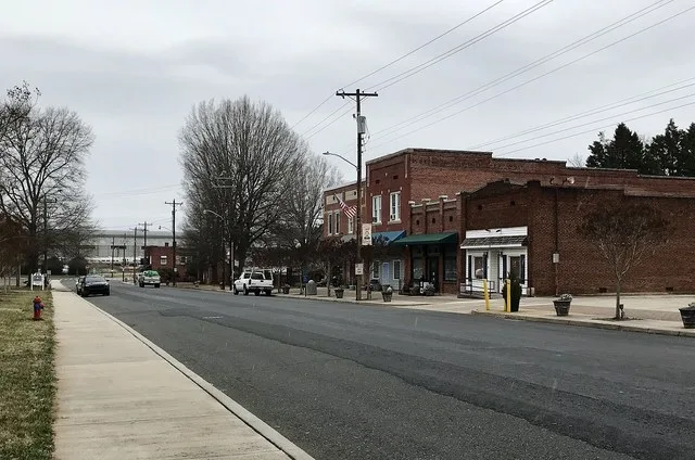 Downtown Badin, business center is in the background
