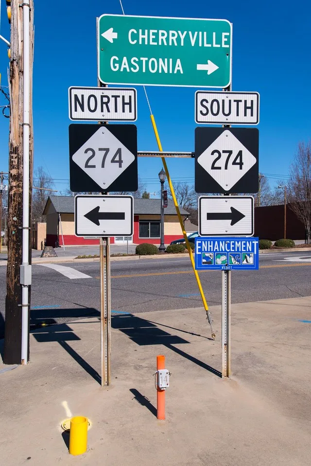 North end of NC 161 (13th Street) at NC 274 (Virginia Street), in Bessemer City, North Carolina.