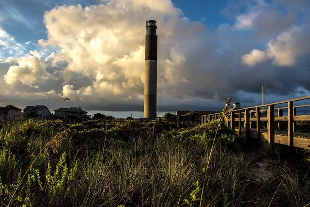 This is a picture of Oak Island Light house at Caswell beach North Carolina.