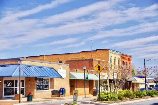 Businesses along 1st Avenue (North Carolina Highway 16) in Conover, North Carolina, United States