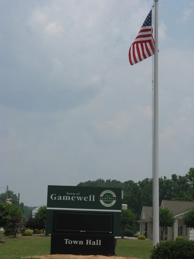 Gamewell town hall sign