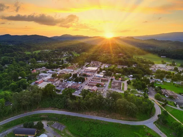 Downtown Hayesville, North Carolina, on July 7, 2023