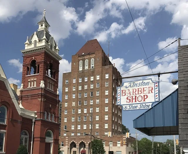 Queen Street United Methodist Church, Kinston Hotel, Kinston Barber shop