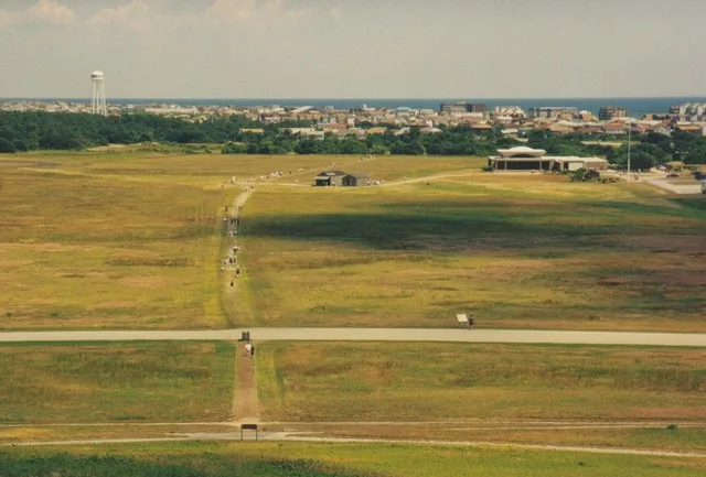 Kitty Hawk airfield and city in the background