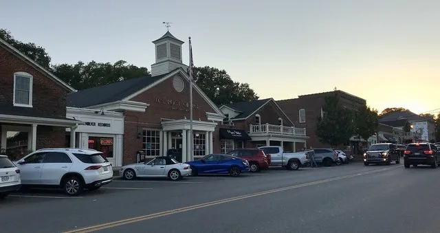 Main Street in McAdenville. Post office left of center
