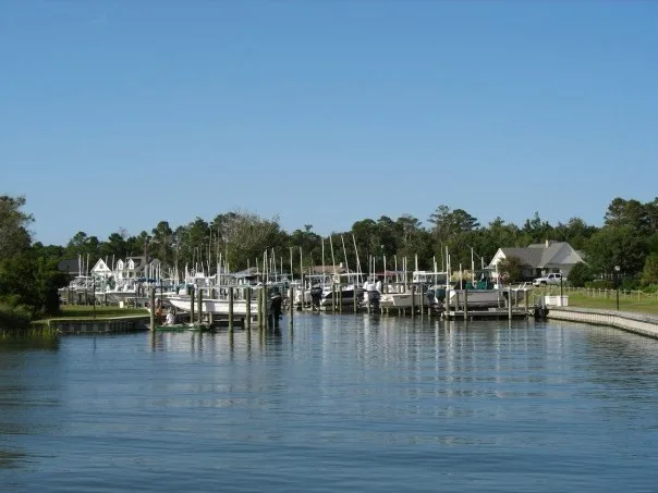 A private boat harbor in Newport, NC.