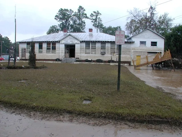 Princeville, NC, September 27, 1999 -- In Princeville, North Carolina the Town Hall sits silent, empty and wet as floodwaters in Edgecomb County finally begin to recede. Everythin...