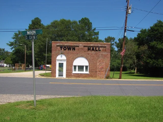 Proctorville Town Hall is on Main Street in Proctorville, North Carolina in Robeson County.