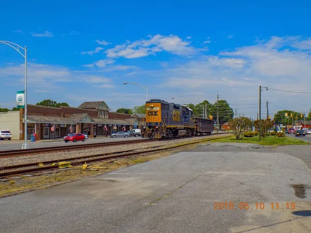 Stanley, North Carolina CSX train through downtown Stanley, NC.