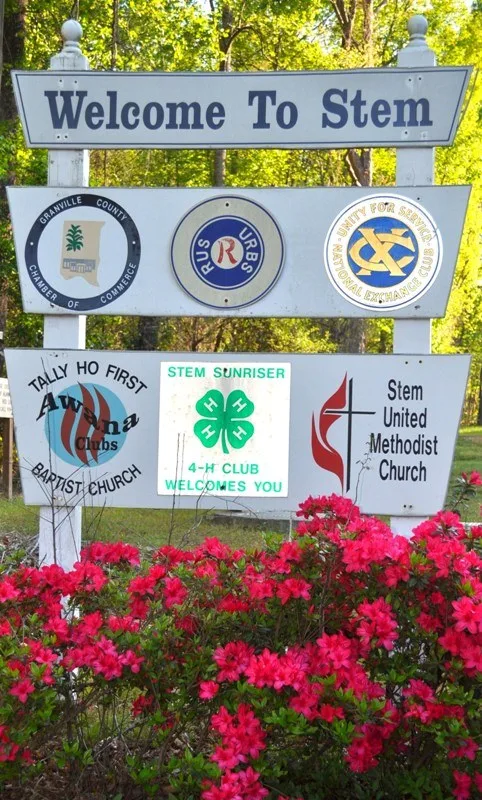 Welcome to Stem sign on NC Hwy 75