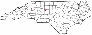 Adapted from Wikipedia's NC county maps by Seth Ilys. en:Category:North Carolina Dot Maps