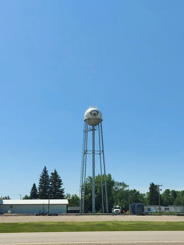 The water tower in Lignite, North Dakota