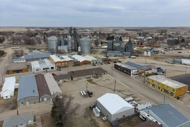 Aerial view of Napoleon, North Dakota (pop. 749).