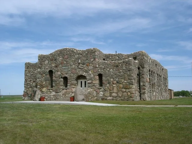 This is a photograph of the world famous Paul Broste Rock Museum in Parshall , North Dakota.