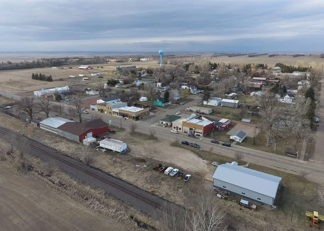 Aerial view of Taylor, North Dakota (pop. 230).