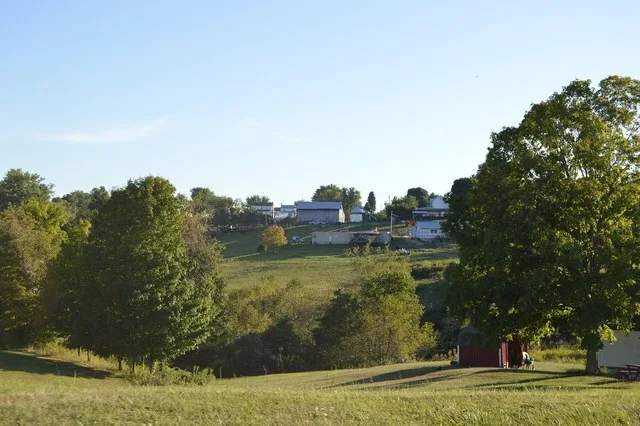 Overview of Antioch , Ohio , United States , seen from a hill on Union Road to the north.