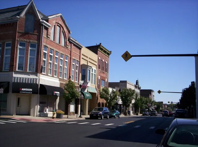 A view of downtown Ashland, Ohio on East Main Street.