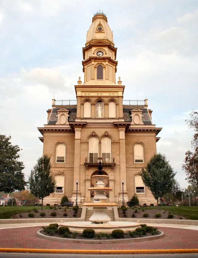 Logan County courthouse in Bellefontaine, Ohio , located along U.S. Route 68 .