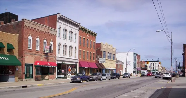 A view of downtown Bucyrus, Ohio on South Sandusky Avenue.