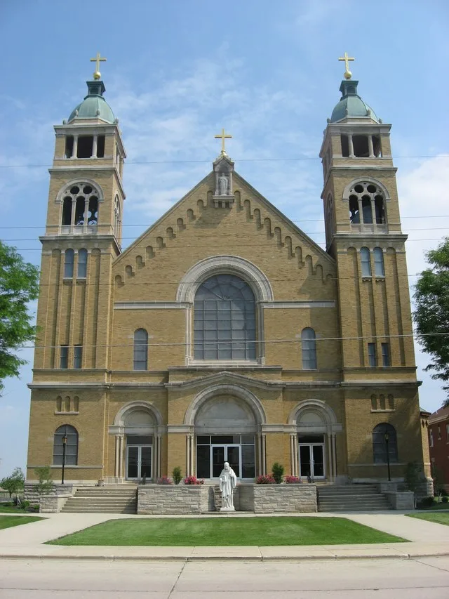 Eastern side of St. Bernard's Catholic Church , located at 71 W. Main Street on the Mercer County side of Burkettsville , Ohio , United States . Built in 1924, the church and its...