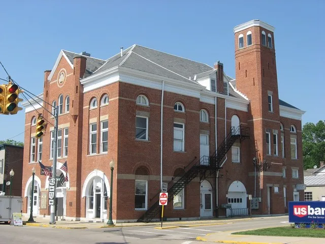 Front and southern side of the Cedarville Opera House , located at 78 N. Main Street ( U.S. Route 42 ) in Cedarville , Ohio , United States . Built in 1888, it is listed on the Na...