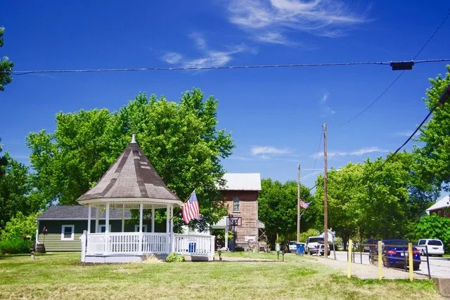 Gazebo and other buildings along Talmadge Road in Clayton, Ohio, United States.