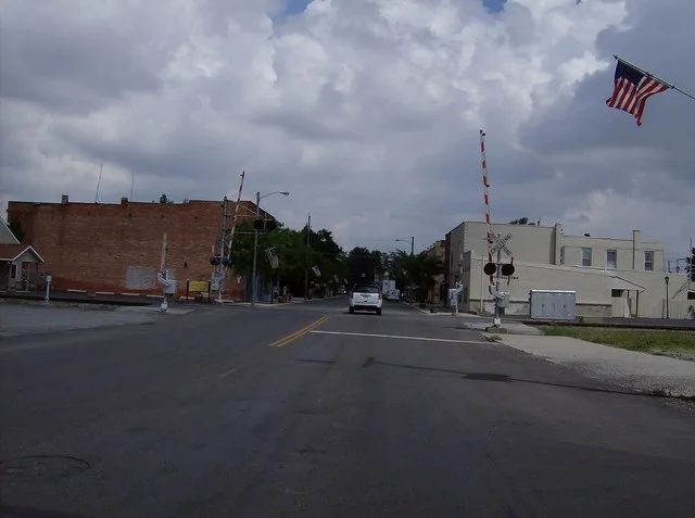 Travelling northward along Main Street ( U.S. Route 68 ) in Dunkirk , Ohio , United States .