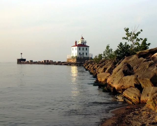 —Public Domain Fairport Harbor West Breakwater Light , Fairport Harbor viewd from the Headlands Dunes State Nature Preserve