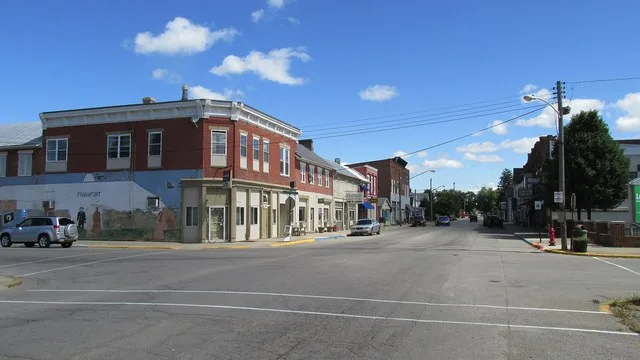 Intersection of Main Street and Springfield Street in Frankfort, Ohio.