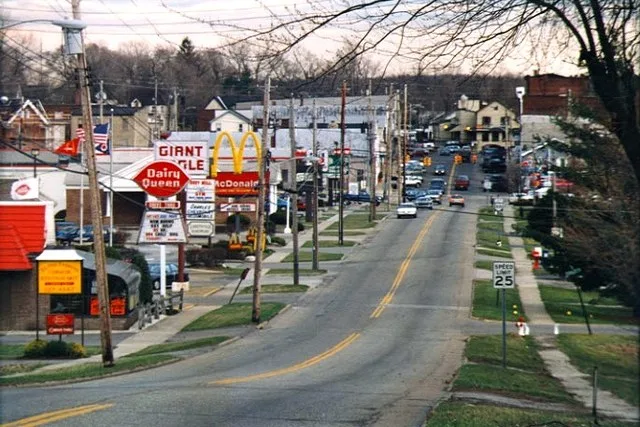 The view of downtown Garrettsville, Ohio, from where I grew up.