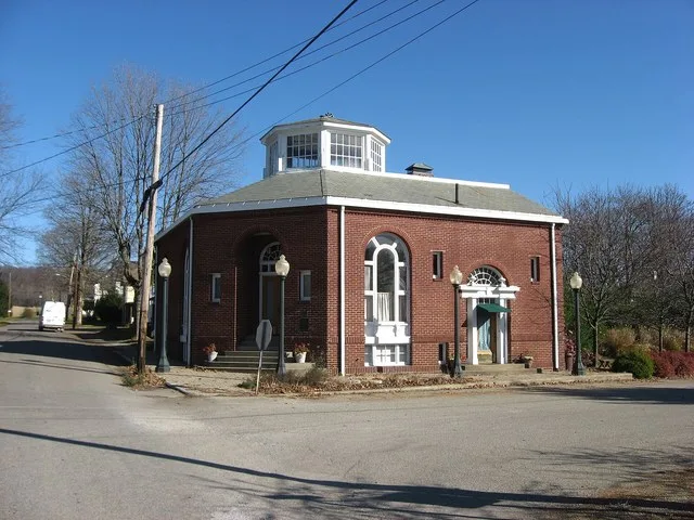 Front of the Glenford Bank , located at the intersection of Main and Broad Streets in Glenford , Ohio , United States . Built in 1919, it is listed on the National Register of His...