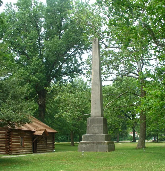 Monument at the Gnadenhutten Massacre Site , located in the cemetery at Gnadenhutten , Ohio , United States .