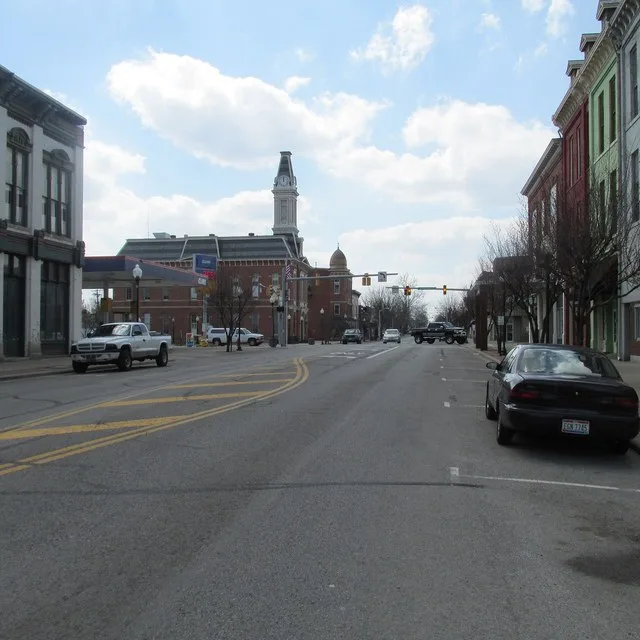 Intersection of Washington and Jefferson Streets in Greenfield, Ohio.