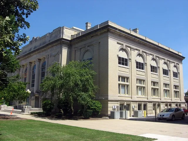 Front of the Henry St. Clair Memorial Hall , located along W. Fourth Street adjacent to the Greenville Carngie Library in Greenville , Ohio , United States . Built in 1910, it is...