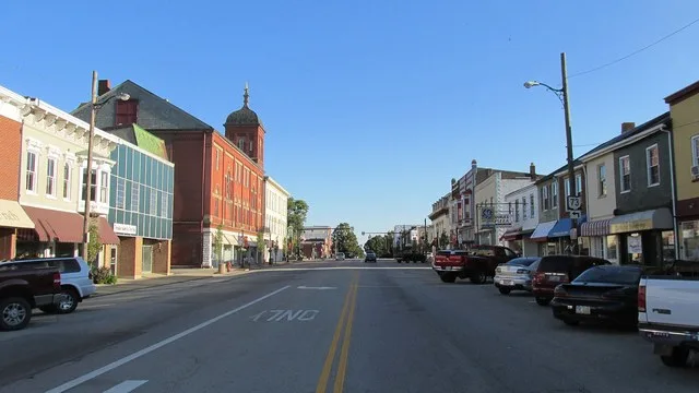 Looking north on South High Street in Hillsboro, Ohio.