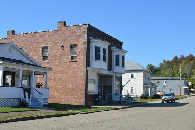 Buildings on the western side of Sixth Street, south of Main Street, in Jacksonville , Ohio , United States .