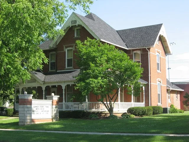 Front of the John Edwards House , located at 305 W. Main Street ( State Route 613 ) in Leipsic , Ohio , United States . Built in 1894 and since converted into a public library, it...