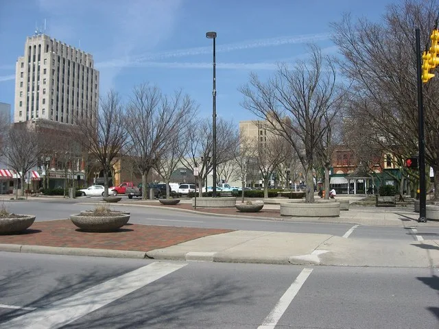 Public Square in downtown Lima , Ohio , United States , seen from the square's southeastern corner.