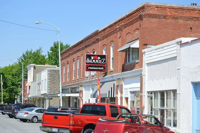 Buildings on the northern side of the 200 block of Main Street in Luckey , Ohio , United States .