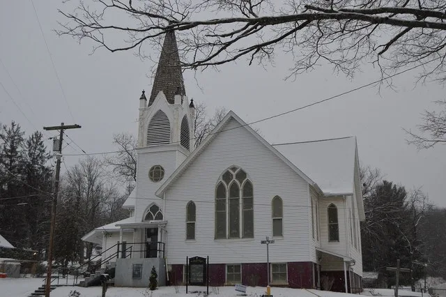 Front of the Macksburg United Methodist Church, located at 390 Mechanic Street in Macksburg , Ohio , United States .