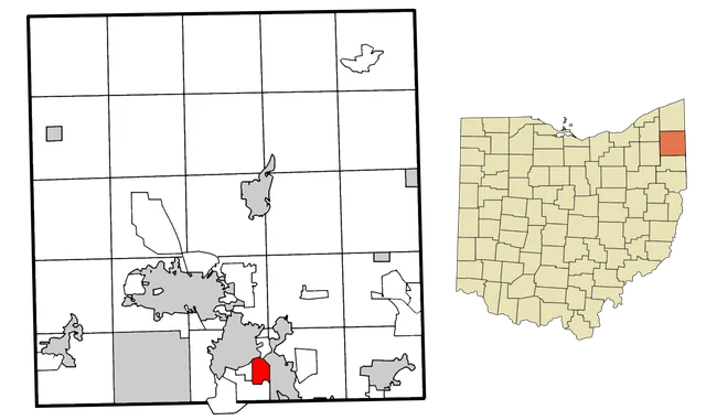 Map of Trumbull County, Ohio with McDonald highlighted
