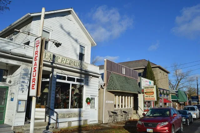 Buildings on the western side of Lancaster Street ( State Route 204 ) in downtown Millersport , Ohio , United States .