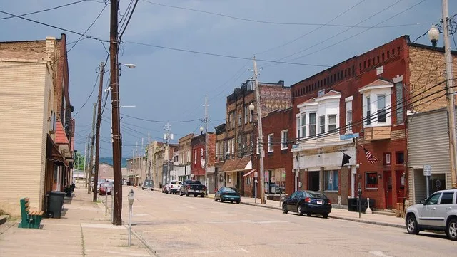 Looking down Commercial Avenue in Mingo Junction, Ohio